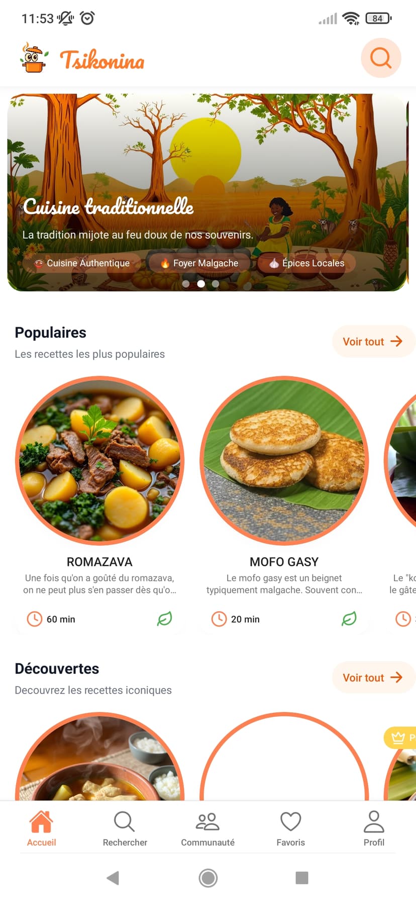 Capture d'écran de l'application Tsikonina